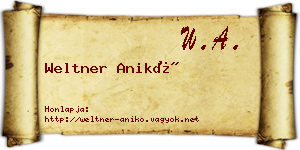Weltner Anikó névjegykártya